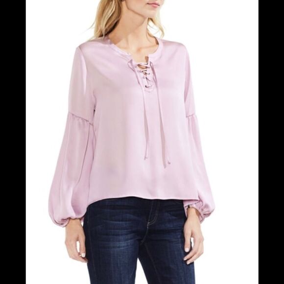 Hammered lace up lavender blouse. NWT - Picture 2 of 5